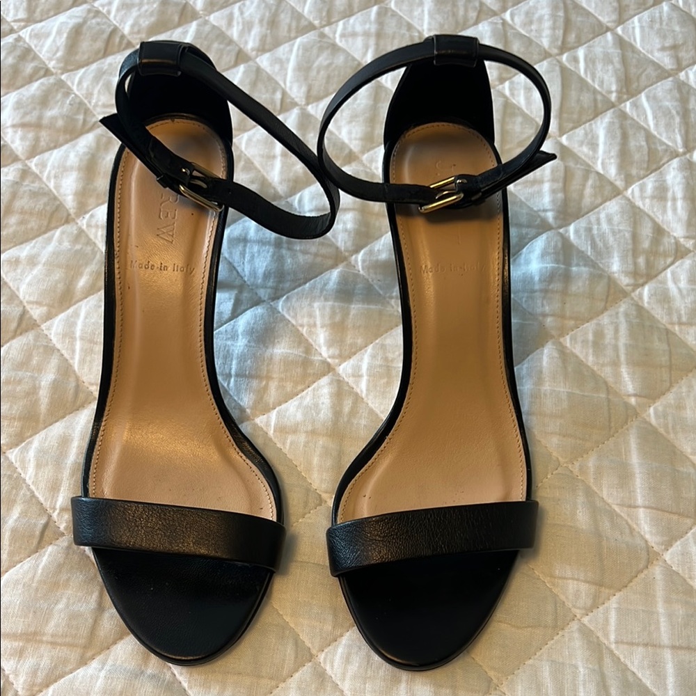 J Crew Black Leather Sandals